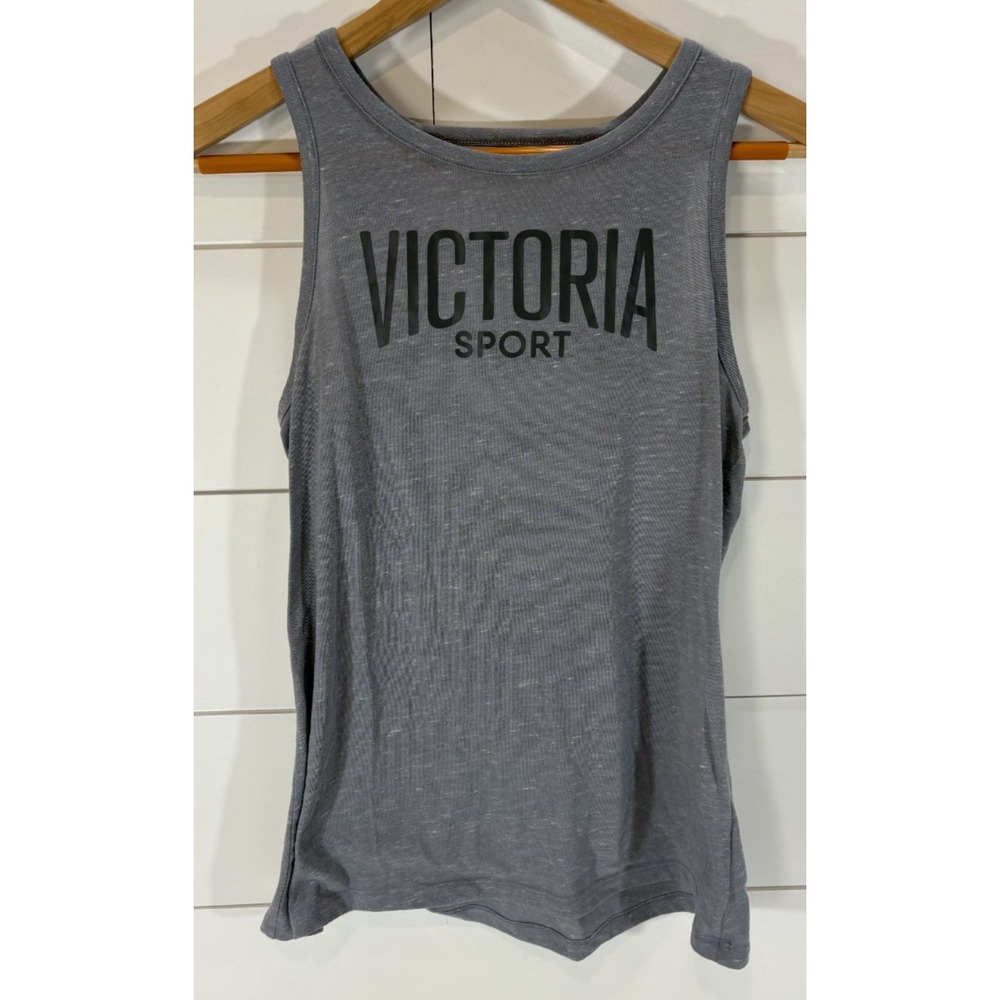 Victoria Sport Women's Tank Top Size Small S Gray Racerback Scoop Neck Stretch